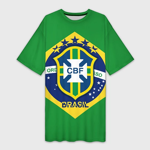 Женская длинная футболка CBF Brazil / 3D-принт – фото 1