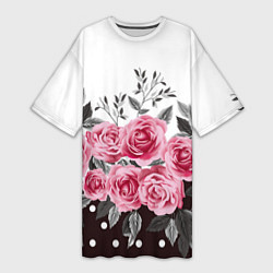 Футболка женская длинная Roses Trend, цвет: 3D-принт