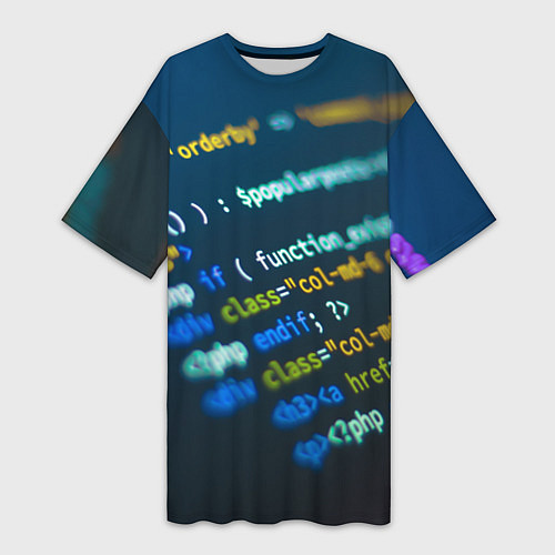 Женская длинная футболка Programming Collection / 3D-принт – фото 1