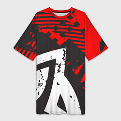 Футболка женская длинная Grunge Art, цвет: 3D-принт