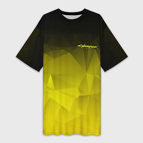 Женская длинная футболка Cyberpunk 2077: Yellow Poly / 3D-принт – фото 1