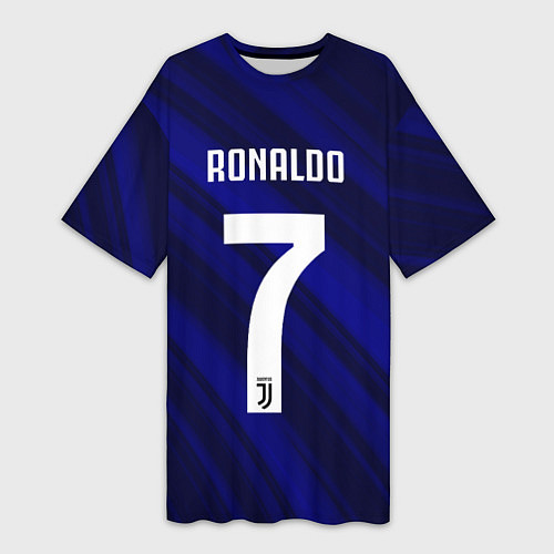 Женская длинная футболка Ronaldo 7: Blue Sport / 3D-принт – фото 1