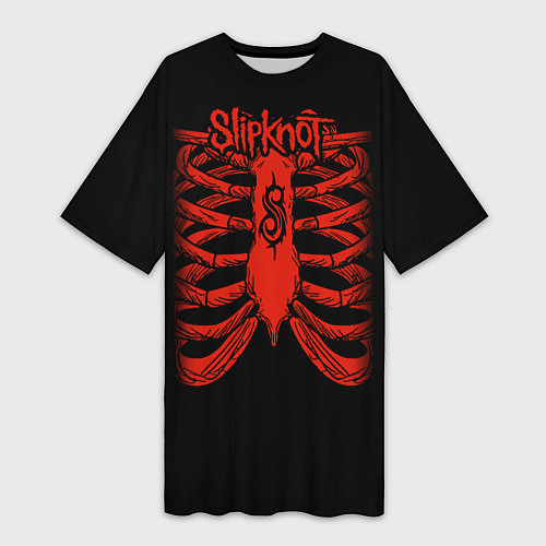 Женская длинная футболка Slipknot Skeleton / 3D-принт – фото 1