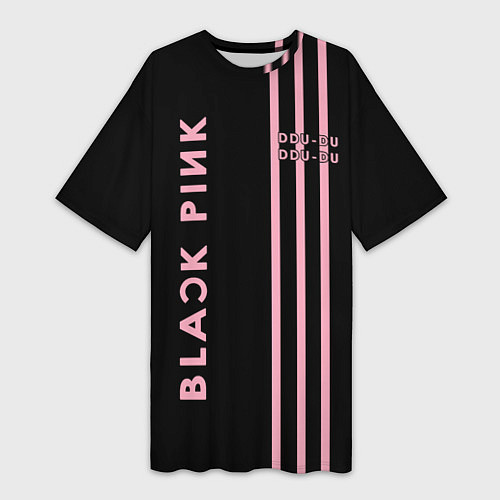 Женская длинная футболка Black Pink / 3D-принт – фото 1