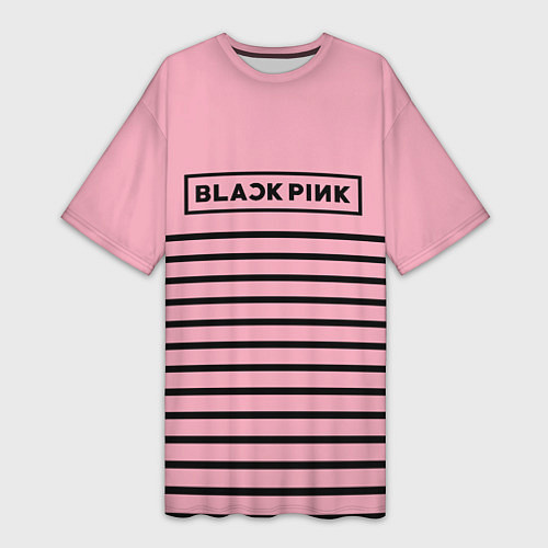 Женская длинная футболка Black Pink: Black Stripes / 3D-принт – фото 1