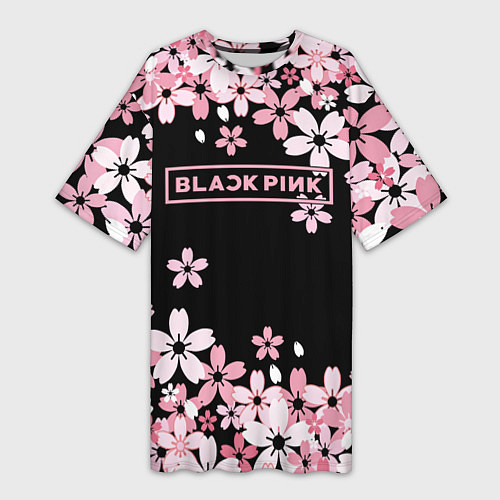 Женская длинная футболка Black Pink: Pink Sakura / 3D-принт – фото 1