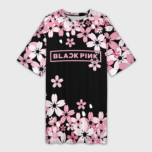 Женская длинная футболка Black Pink: Pink Sakura / 3D-принт – фото 1