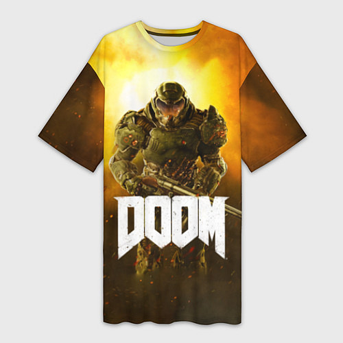 Женская длинная футболка DOOM: Soldier / 3D-принт – фото 1