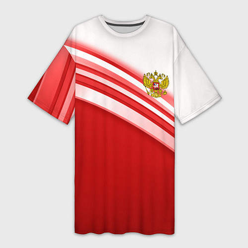 Женская длинная футболка Россия: красная волна / 3D-принт – фото 1