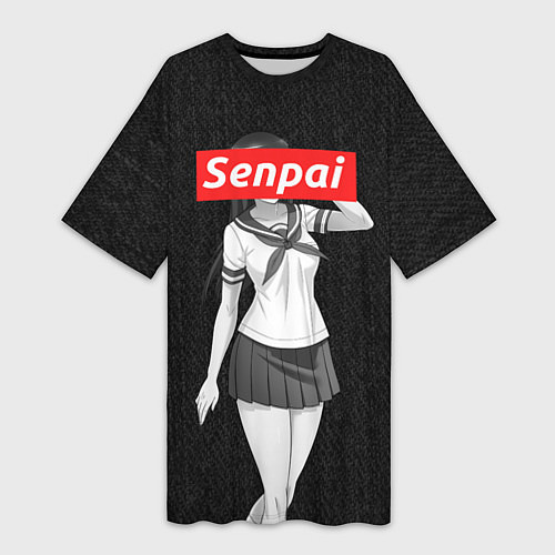 Женская длинная футболка Senpai: School Girl / 3D-принт – фото 1