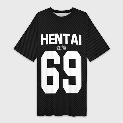 Женская длинная футболка Hentai 69: Black Style / 3D-принт – фото 1