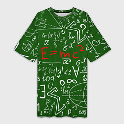 Футболка женская длинная E=mc2: Green Style, цвет: 3D-принт