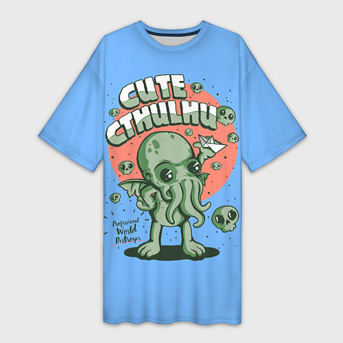 Женская длинная футболка Cute Cthulhu / 3D-принт – фото 1