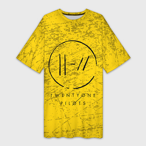 Женская длинная футболка 21 Pilots: Yellow Grunge / 3D-принт – фото 1