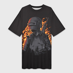 Женская длинная футболка PUBG: Flame Soldier