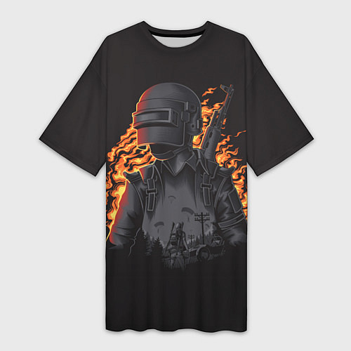 Женская длинная футболка PUBG: Flame Soldier / 3D-принт – фото 1