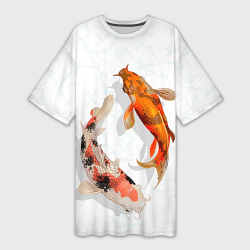 Женская длинная футболка Рыбы удачи / 3D-принт – фото 1