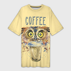 Женская длинная футболка Owls like coffee