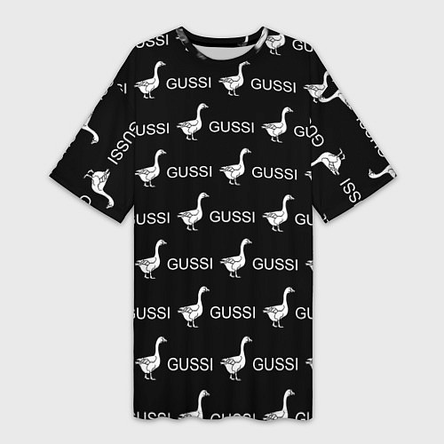 Женская длинная футболка GUSSI: Black Pattern / 3D-принт – фото 1