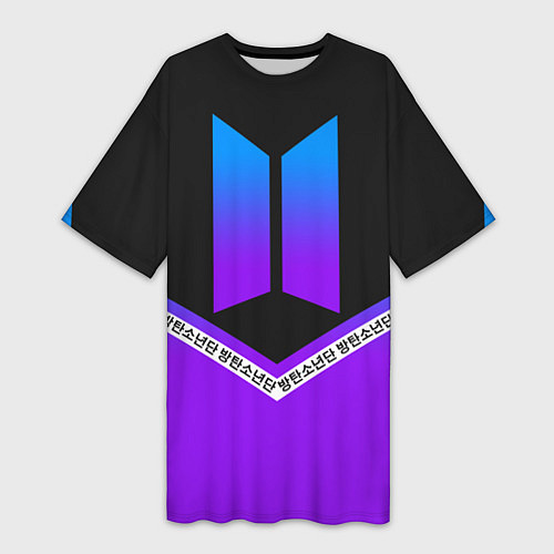 Женская длинная футболка BTS: Neon Symbol / 3D-принт – фото 1