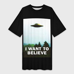 Футболка женская длинная I Want To Believe, цвет: 3D-принт