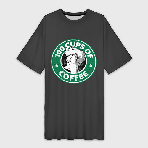 Женская длинная футболка 100 cups of coffee / 3D-принт – фото 1