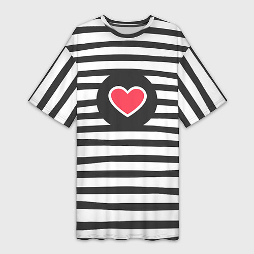 Женская длинная футболка Сердце в полоску / 3D-принт – фото 1