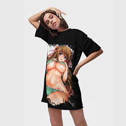 Футболка женская длинная Аниме девушка на кровати, цвет: 3D-принт — фото 2