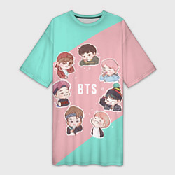 Футболка женская длинная BTS Boys, цвет: 3D-принт