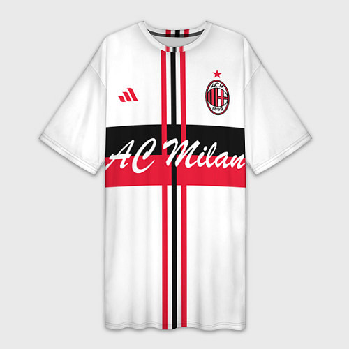 Женская длинная футболка AC Milan: White Form / 3D-принт – фото 1