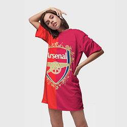 Футболка женская длинная FC Arsenal - emblem, цвет: 3D-принт — фото 2