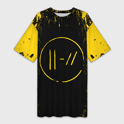 Женская длинная футболка 21 Pilots: Yellow & Black / 3D-принт – фото 1