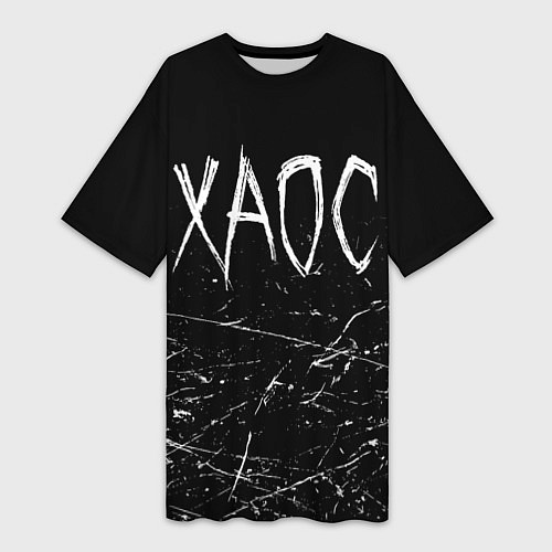 Женская длинная футболка GONE Fludd ХАОС Черный / 3D-принт – фото 1