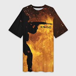 Женская длинная футболка CS:GO Dark Fire