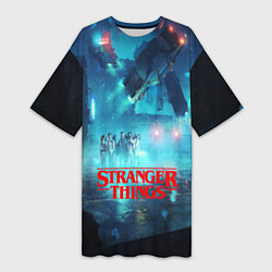 Женская длинная футболка Stranger Things: Space Light