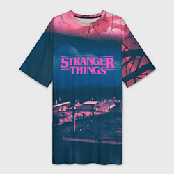 Женская длинная футболка Stranger Things: Pink Heaven