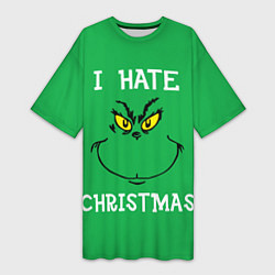 Женская длинная футболка I hate christmas