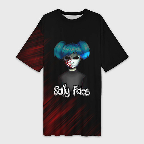 Женская длинная футболка Sally Face окровавленное лицо / 3D-принт – фото 1