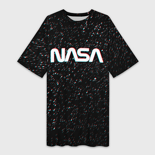 Женская длинная футболка NASA: Space Glitch / 3D-принт – фото 1