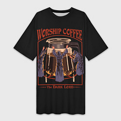Женская длинная футболка Worship Coffee