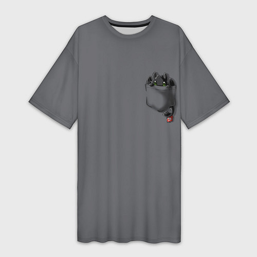 Женская длинная футболка Беззубик в кармане / 3D-принт – фото 1