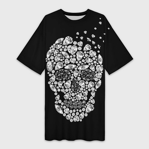 Женская длинная футболка Diamond Skull / 3D-принт – фото 1