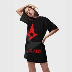 Футболка женская длинная Astralis: Black Style, цвет: 3D-принт — фото 2