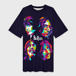 Женская длинная футболка The Beatles: Art Faces