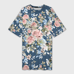 Женская длинная футболка Цветущие розы