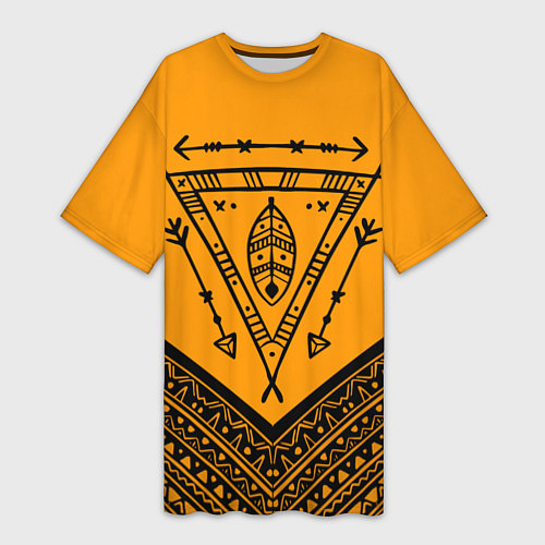 Женская длинная футболка Native American: Yellow Style / 3D-принт – фото 1