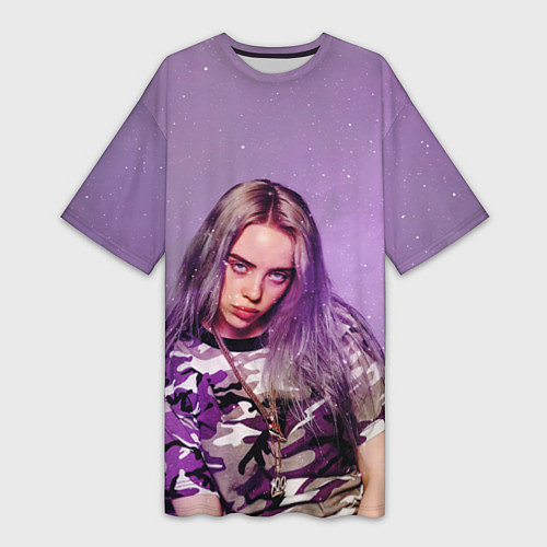 Женская длинная футболка Billie Eilish: Violet Fashion / 3D-принт – фото 1