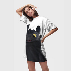 Футболка женская длинная Черная фурия, цвет: 3D-принт — фото 2