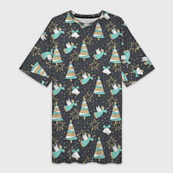 Женская длинная футболка Рождественские ангелы