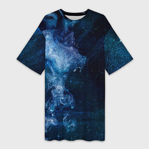 Женская длинная футболка Синий космос / 3D-принт – фото 1